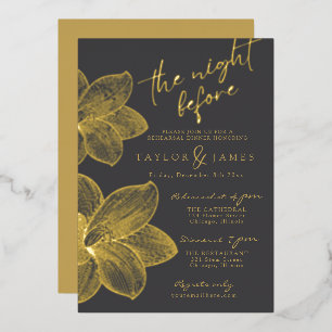 Probenacht-Dinner-Einladung 'Foil Flower Winter' Folieneinladung