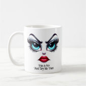 Probier Mich Gesicht, Fabelhafte Augen Lustiges Ge Kaffeetasse (Links)