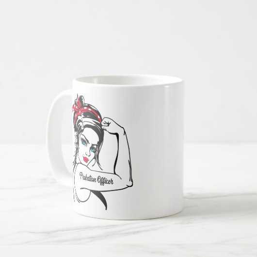 Probierbeauftragte Rosie The Riveter Button Up Kaffeetasse (Vorderseite Links)