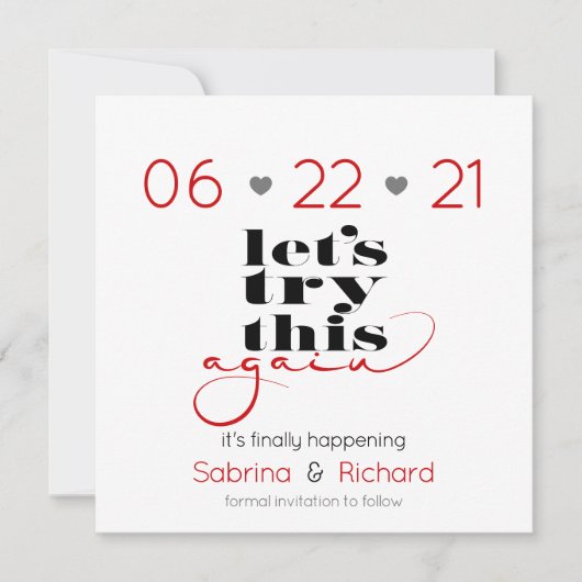 Probieren Sie das mal wieder in Rot und Grau Save Einladung (Vorderseite)