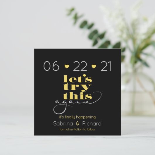 Probieren Sie das mal wieder schwarz Toskana Gelb Einladung (Stehend Vorderseite)