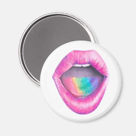 Probieren Sie den Regenbogen LGBT 1 Liebe Sexy Mou Magnet (Vorderseite/Rückseite)