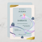 Probieren Sie die lila, goldene Hochzeit Einladung (Vorne/Hinten)