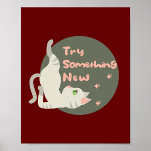 Probieren Sie mal eine neue Kawaii-Katze, die Yoga Poster