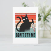 Probieren Sie mich nicht, Moody Cat mit Messer-Ein Dankeskarte (Stehend Vorderseite)