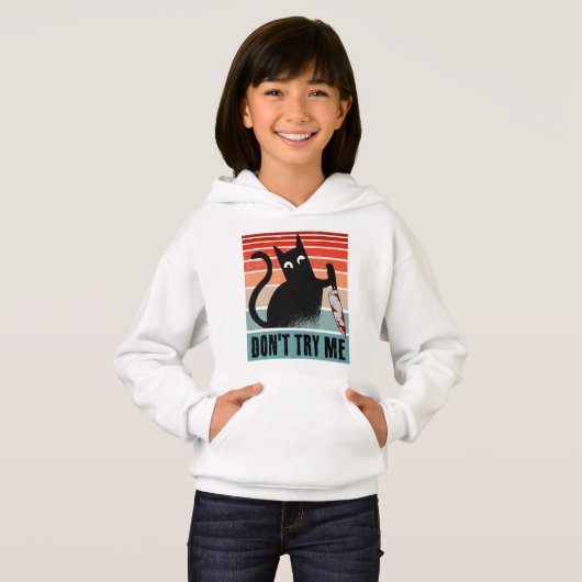 Probieren Sie mich nicht, Moody Cat mit Messer-Ein Hoodie (Vorne ganz)