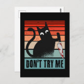 Probieren Sie mich nicht, Moody Cat mit Messer-Ein Postkarte (Vorne/Hinten)