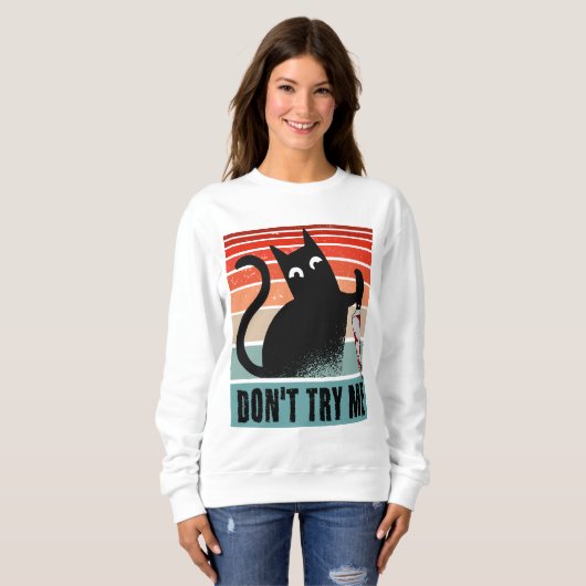 Probieren Sie mich nicht, Moody Cat mit Messer-Ein Sweatshirt (Vorne ganz)