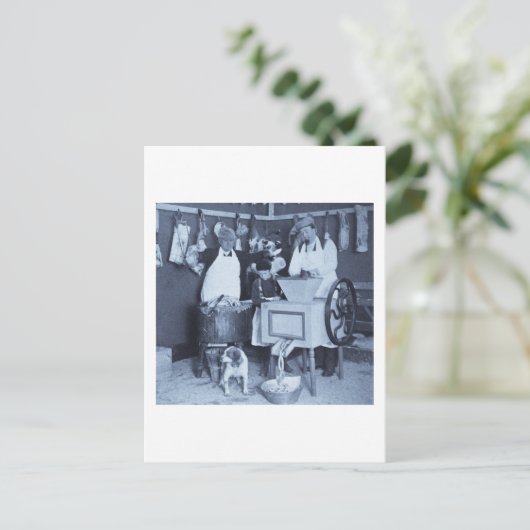 Probieren Sie unsere Wurst! Man bekommt, was man v Postkarte (Stehend Vorderseite)