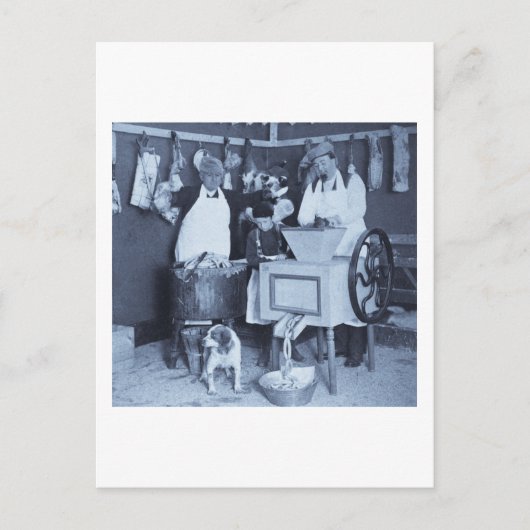 Probieren Sie unsere Wurst! Man bekommt, was man v Postkarte (Vorderseite)