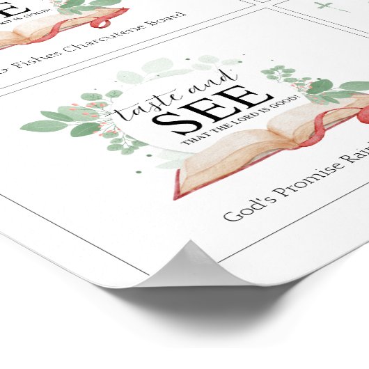 Probieren und sehen Sie die religiösen Speisekarte Poster (Ecke)