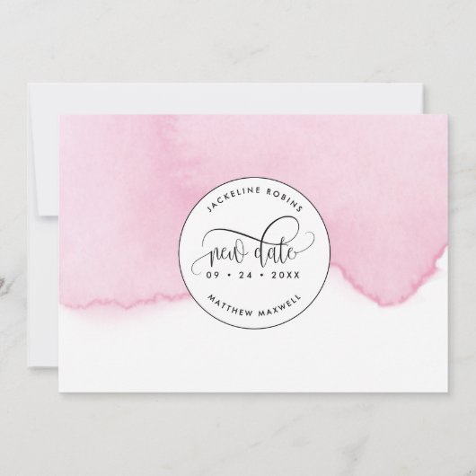 Probieren wir das noch einmal, Lila rosa Wasserfar Save The Date (Rückseite)