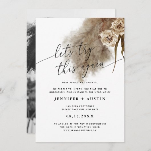 Probieren wir das noch einmal Pampas-Gras-Hochzeit Save The Date (Vorne/Hinten)