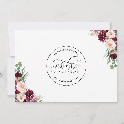 Probieren wir es noch einmal aus, Burgund Berry un Save The Date (Rückseite)