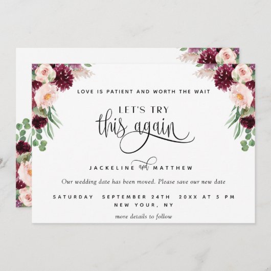 Probieren wir es noch einmal aus, Burgund Berry un Save The Date (Vorne/Hinten)