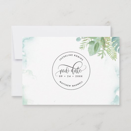 Probieren wir es noch einmal aus: Elegante grüne W Save The Date (Rückseite)