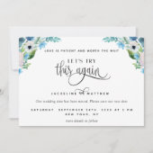 Probieren wir es noch einmal aus: Weiße und blaue Save The Date (Vorderseite)