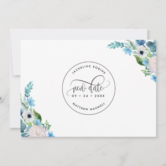 Probieren wir es noch einmal aus: Weiße und blaue Save The Date (Rückseite)