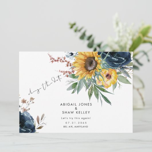 Probieren wir mal wieder das Datum des Sonnenblume Save The Date (Stehend Vorderseite)