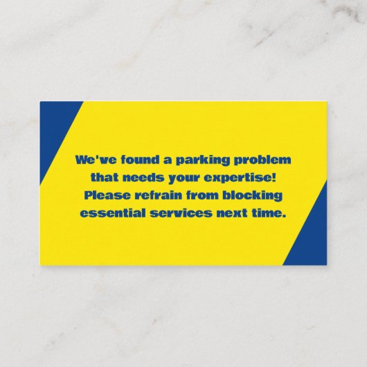 Problem der schlechten Parkplätze Visitenkarte (Rückseite)