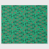 Problem des Trolley - Grüner Hintergrund Geschenkpapier (Flach)