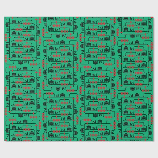 Problem des Trolley - Grüner Hintergrund Geschenkpapier (Flach)