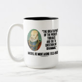 Problem-Fragen de Montaigne Worlds der Grammatik Zweifarbige Tasse (Links)