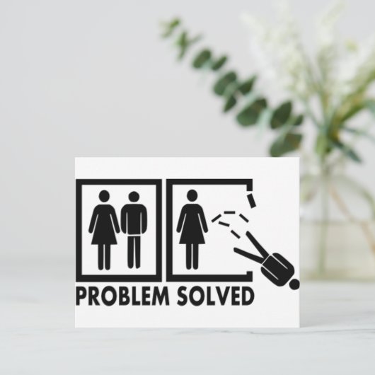 Problem gelöst - Mann Postkarte (Stehend Vorderseite)