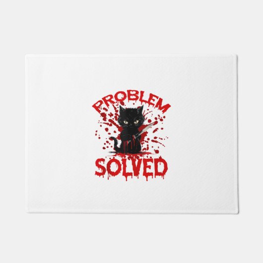 Problem gelöst Schwarze Katze Fußmatte (Vorderseite)