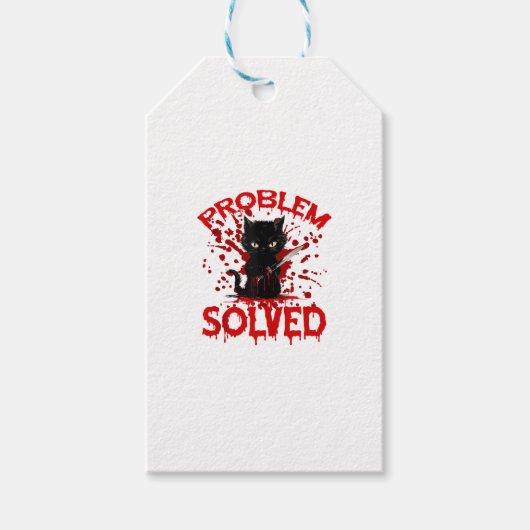 Problem gelöst Schwarze Katze Geschenkanhänger (Vorderseite)