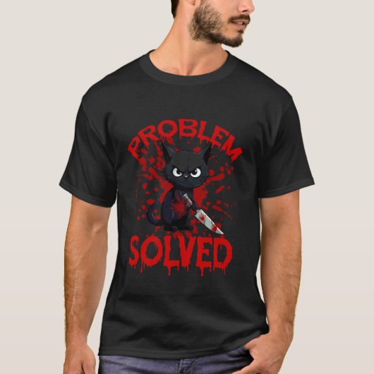 Problem Gelöst Starrende Katze T-Shirt (Vorderseite)
