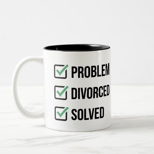 Problem Geschieden Gelöst Lustige Checkliste Tasse (Links)