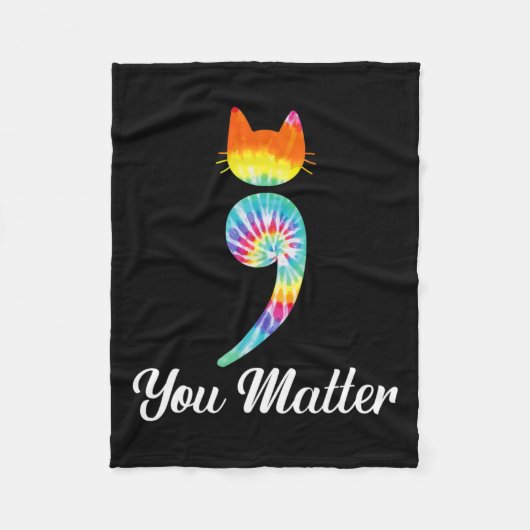 Problem Semicolon Gefärbte Krawatte Katze Suizidpr Fleecedecke (Vorderseite)