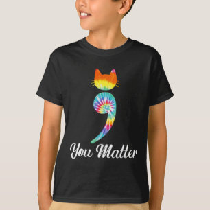Problem Semicolon Gefärbte Krawatte Katze Suizidpr T-Shirt
