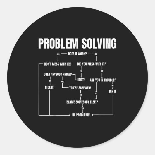 Problem Solving Chart Geek Nerd Computer Programme Runder Aufkleber (Vorderseite)