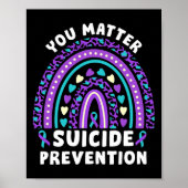 Problem Suizidprävention Bewusstsein Ribbon Rainbo Poster (Vorne)