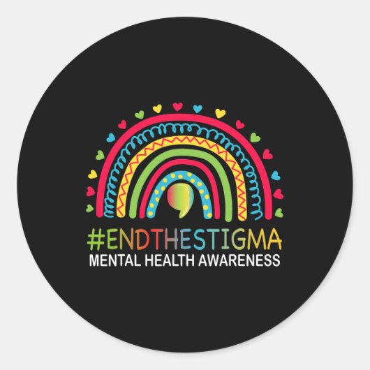 Probleme beenden das Stigma Rainbow Boho Runder Aufkleber (Vorderseite)