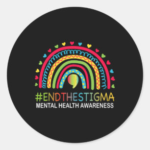 Probleme beenden das Stigma Rainbow Boho Runder Aufkleber