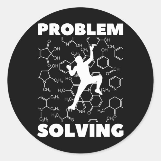 Problemlösender Kletterer, Kletterchemie, Runder Aufkleber (Vorderseite)