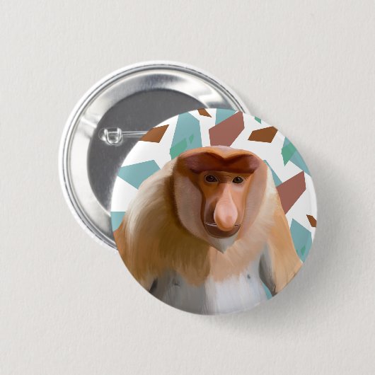 Proboscis-Affe gefährdete Arten Button (Vorne & Hinten)