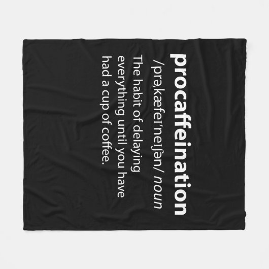 Procaffeination Funny Dictionary Definition Fleecedecke (Vorderseite (Horizontal))