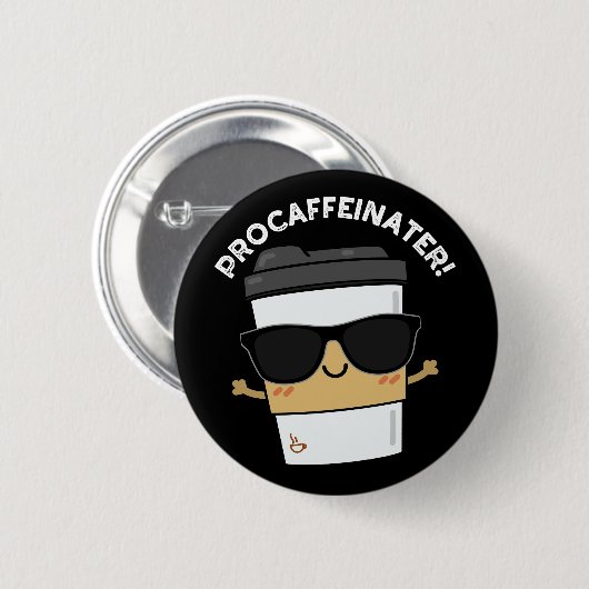 Procaffeinator Funny Coffeine Coffee Puppe Dark BG Button (Vorne & Hinten)