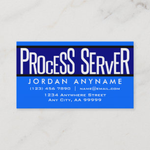 Process Server Funky Text Blue Business Card Visitenkarte