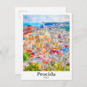 Procida Italien Reisen Wasserfarbe Sketch Hand gez Postkarte (Vorne/Hinten)