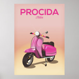 Procida Italien Scooter Urlaubsposter Poster