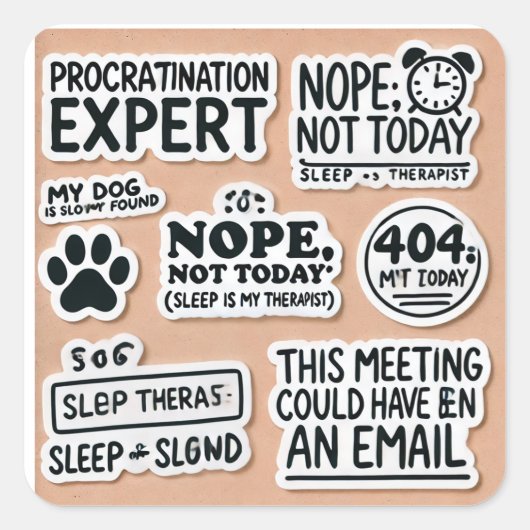 Procrastination Pro Max - der ultimative, lustige Quadratischer Aufkleber (Vorderseite)