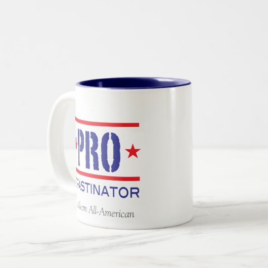 PROcrastinator_ Zweifarbige Tasse (Vorderseite Links)
