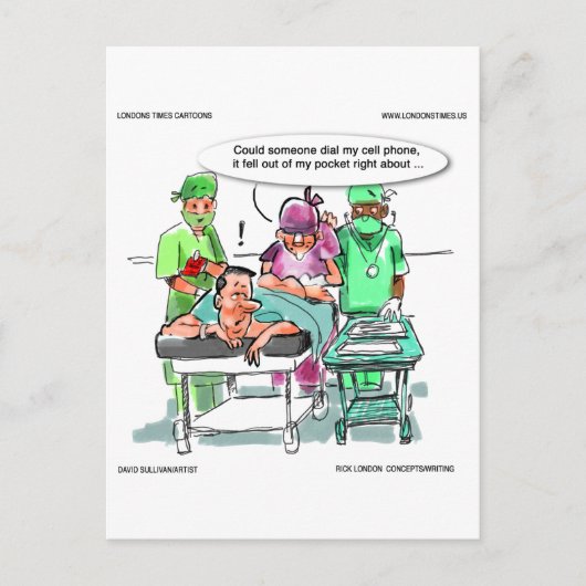 Proctologin verlässt das Handy und lässt sich zwit Postkarte (Vorderseite)