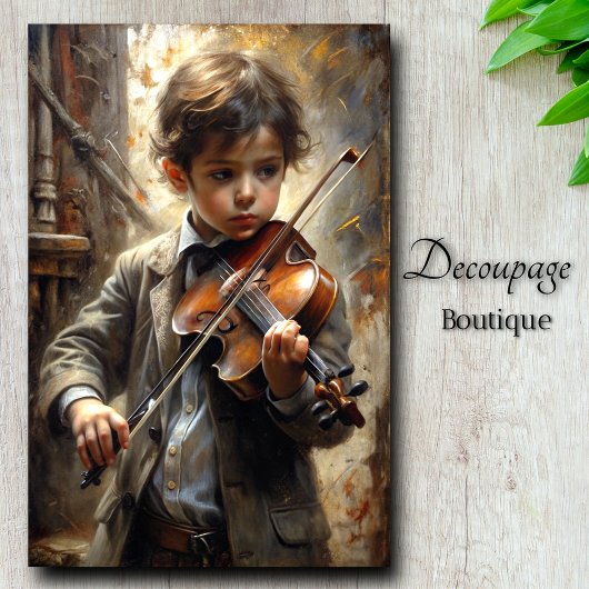 Prodigy's Melody Vintag Violinist Decoupage Seidenpapier