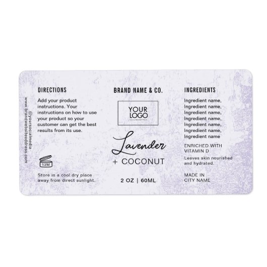  Product Customizable Lavender Rustic Label (Vorne)